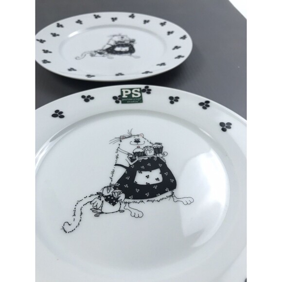 4 Portmeirion Studio Cat Cupcake With Paw Print Border Salad Plates - Picture 5 of 7